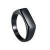 Joyería Estilo Europeo y Americano Anillo Rectangular de Acero Inoxidable de 7 mm Anillo Vintage Moderno Personalizado Anillo de Acero Inoxidable Fundido con Sello Dorado