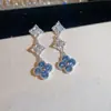 Elegância vintage! Brincos de franja em gota d'água com zircônia azul, brincos estilo corte francês, sensação de luxo leve e alta qualidade para mulheres
