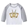 Camiseta Raglan de Algodão Infantil Chad Wild Clay para Primavera e Outono Gola Redonda Camisa Básica de Manga Longa Camiseta para Bebê Menino