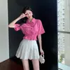 Foto Real del Producto en Stock ~ Camisa de Mezclilla de Diseño Corto para Mujer, Nuevo Top Casual Coreano de Manga Corta para Verano 2021, Algodón