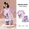 Pijamas de verano para niñas con diseño de oso de fresa y dibujos animados, de algodón puro, de manga corta, para salir a la calle, para niños de talla mediana y grande, para el hogar.