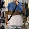 Suéter Holgado Otoño Invierno Retro 2026 Chaqueta de Punto para Hombre Grueso de Moda Marca Hilo Ropa Bloque de Color Capa Base Rayado