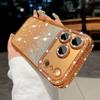 Funda para iPhone 16 Pro con Borde Electroplateado, Strass, Brillo Degradado y Strass, Adecuada para iPhone 15 Max, Funda Protectora Suave 18