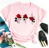 Camiseta Blanca de Moda Nueva para Mujer para el Día de San Valentín con Estampado de Rosa Roja y Nota Musical, Atuendo de Pareja Estilo Harajuku