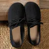 Mocasines de Punto Negros para Mujer de Primavera con Suela Suave y Tacón Alto, Zapatos Casuales Planos Cómodos y Versátiles para Caminar