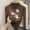 Camiseta térmica de manga larga para niña con forro polar, nuevo estilo otoño/invierno 2026, para niñas mayores y jóvenes, camiseta con cuello semi-alto