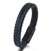Pulseira Masculina Original Amazon em Liga de Zinco com Fecho Magnético, Pulseira Trançada Multicamadas em Couro Vintage em Estoque