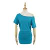 Vestido Estilo Desejo Puro Ombro Inclinado Manga Curta Verão Feminino Garota Quente Ajustado Cintura Justa Design de Saia Ajustada Saia Quadril