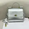 Bolsa Transversal Portátil Transfronteiriça, Couro Patente, Bolsa Feminina da Primeira Camada de Couro Bovino Elegante e de Alto Padrão, Grande Capacidade, Bolsa Versátil para Ombro para o Dia a Dia
