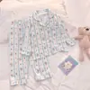 Pijama Cartoon de Algodão Nuvem para Crianças, Primavera e Outono, para Meninas, Conjunto de Calça Comprida e Manga Longa, Roupa de Casa para Meninos e Crianças Mais Velhas