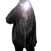 Moda subcultural europea y asiática estilo casual top punk personalizado con diseño de diamantes de imitación, sudadera con capucha de manga larga para mujer