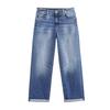 Para Aliexpress Popular Exportação Transfronteiriça Estilo Europeu e Americano Jaqueta Jeans Calça Jeans de Cintura Alta Solta com Punhos Conjunto