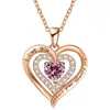 Exportación Transfronteriza Europea y Americana Collar de Plata de Ley S925 de Doble Capa Femenino Doce Piedras de Nacimiento Moda Versátil Collar con Colgante