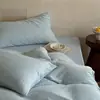 Set de Cuatro Piezas de Gasa Doble Capa Suave y Flexible Algodón Puro Sábana y Funda de Edredón 100% Algodón Estilo Minimalista Wabi-Sabi Tacto de Alta Gama Ropa de Cama para Dormitorio Principal