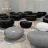 Banqueta de Fibra de Vidro com Aparência de Pedra e Pedras para Shoppings, Parques ao Ar Livre, Assento Oval Criativo Artístico para Lazer