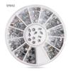 Joias para Unhas Transfronteiriças Nail Flats Base Colorida Liga de Diamante Formato Especial Branco AB Strass Joias 12 Grades Giratório Atacado