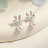 Brincos de Prata S925 Agulha Coelho Pet Fofo Esmalte Gota Glace Brincos Doces de Nicho Femininos Brincos Novos Tendência 2025