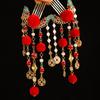 Accesorios para el Cabello Lindos Vintage Dios de la Riqueza Yuanbao Bola de Pelo Tocado Corona de Cabello Corona de Fénix Año Nuevo Moneda Antigua de Cobre Joyería Roja de Año Nuevo