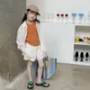 Conjunto de Ropa de Protección Solar de Algodón Cómodo, Suave y Ligero para Niñas, Conjunto de Dos Piezas Elegante de Verano para Niños, Camisa Casual y Shorts