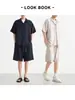 Conjunto de Camisa de Manga Corta con Cuello Cubano de Alta Inteligencia para Viajeros Momaik para Hombre Set 2026 Estilo Verano Efecto Arrugado Conjunto de Dos Piezas para Hombre
