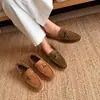 2733-39 Nuevo Boca Profunda Lana Original Cuero Genuino Cómodos Mocasines Moda Femenina Cálidos Zapatos de Mujer
