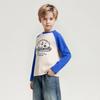 Nueva Colección de Otoño Camiseta Básica de Manga Larga para Niños con Mangas Ranglán, Elegante Camiseta de Algodón Puro para Niños con Mangas Bloqueadas por Color
