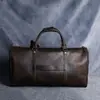 Bolsa de viaje para hombre de cuero Crazy Horse retro, bolsa de equipaje portátil, primera capa de piel de vaca, gran capacidad, cuero genuino, bandolera, casual
