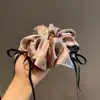 Elástico de Cabelo de Cetim com Bolinhas Rosa e Laço de Fita com Cristal, Acessório de Cabelo Ultra-Fada, Novo Elástico de Cabelo de Luxo Leve