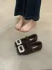 Sapatos Mary Jane de Pele com Fivela Quadrada Strass para Mulheres, Peça de Roupa Exterior 2025 Novo Outono e Inverno com Forro de Lã, Sapatilhas para Saia