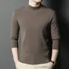Suéter de Otoño 2024 Nuevo de Cuello Alto Casual Color Sólido Ropa Exterior Suéter Fino de Imitación Tencel Camisa Base de Punto