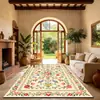 Alfombra de Piso de Terciopelo Floral Vintage para Sala de Estar y Dormitorio del Hogar, Alfombra Decorativa Resistente al Desgaste, Felpudo Antideslizante Absorbente de Agua, Alfombra Resistente a la Suciedad