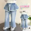 Falda de Encaje para Niña Cortina Jeans Estilo Nuevo Primavera 2026 Pantalones Largos Elegantes para Bebé Ropa Exterior Pantalones Casuales Ligeramente Acampanados