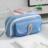 Estojo de Lápis de Alta Capacidade Estilo Japonês com Design Elegante para Estudantes, Bolsa de Papelaria de Lona de Nicho para Alunos do Ensino Médio, Estojo de Papelaria Minimalista Estilo Ins
