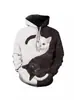 Nuevo Sudadera Trendy para Hombre Otoño e Invierno con Estampado de Gato Impresión Digital 3D Sudadera con Capucha Deportiva Casual