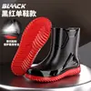 Galochas grossas, estilo masculino, design novo com punhos elásticos, à prova d'água, adequadas para uso ao ar livre, cozinha e trabalho, com solas antiderrapantes e forradas com fleece para aquecimento