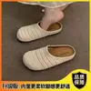 Chinelos de meio sapato femininos de verão, tecidos à mão, estilo nicho francês, vazados, respiráveis, bico fechado, para uso externo, estilo romano, com sola grossa