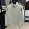 Sudadera de algodón 87% con media cremallera y cuello alto para hombre, nueva de otoño 2026, color liso, manga larga, capa base para hombres de mediana edad