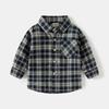 Ropa para Niños al Por Mayor Estilo Coreano Wapypy Camisa para Niños 2025 Otoño Camisa de Manga Larga para Niños Camisa Cepillada a Cuadros para Bebé