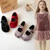 Zapatos para Niña 2026 Otoño Bebés Niñas Color Arcoíris Boca Baja Dopamina Zapatos Pequeños de Piel Estilo Coreano Punta Dividida Terciopelo Zapatos de Princesa