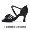 Zapatos Profesionales de Baile Latino Transfronterizos para Mujer Adulta Tacón Medio-alto Satín Suela Suave Zapatos de Salón Rumba Cha
