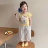 Conjunto de Manga Corta para Niña Verano 2026 Nueva Moda Casual Pantalones para Niñas Pequeñas Ropa de Verano para Bebé Conjunto de Dos Piezas de Algodón
