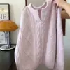 Suéter rosa suave tejido en canalé estilo coreano para mujer, otoño e invierno, engrosado, diseño único, top de punto suelto y suave