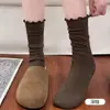 Calcetines blancos holgados para mujer, calcetines de burbuja con encaje estilo miu, calcetines de media pantorrilla, estilo universitario simple, adecuados para zapatos Birkenstock
