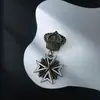 Qinggu insignia de pin de abanico militar antiguo insignia de pin de corona estrella de cinco puntas una generación de pelo
