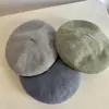 Boina de Punto de Lino Gris Amarillo Rosa Transpirable Fresca Elegante Japonesa Francesa para Mujer