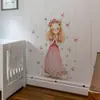 BRUP Vestido Rosa Floral Acuarela Niña Pegatina de Pared Autoadhesiva Habitación de Niña Puerta Habitación Infantil Pegatina Decoración de Pared HS5588E