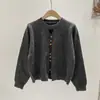 Suéter de Punto Nuevo para Otoño e Invierno con Botones de Colores Estilo Holgado Perezoso Versátil Elegante Adelgazante Cuello Corazón Suéter Pulóver para Mujer