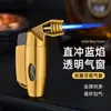 Encendedor de Doble Chorro de Venta Caliente Transfronterizo, Encendedor Metálico Creativo, A Prueba de Viento, Sensación de Alta Gama, Encendedor de Alta Potencia, Modelo Nuevo