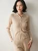 Tricô de Cashmere Torcido Listrado com Gola para Mulheres 2025 Outono e Inverno Novo Top de Tricô Base Emagrecedor