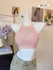 Verão Novo Estilo Malha Hot-Fix Strass Sexy Estilo Puro Desejo Gola Alta Renda Camisola Top Roupa Feminina Slim Fit Curto Top Bandeau